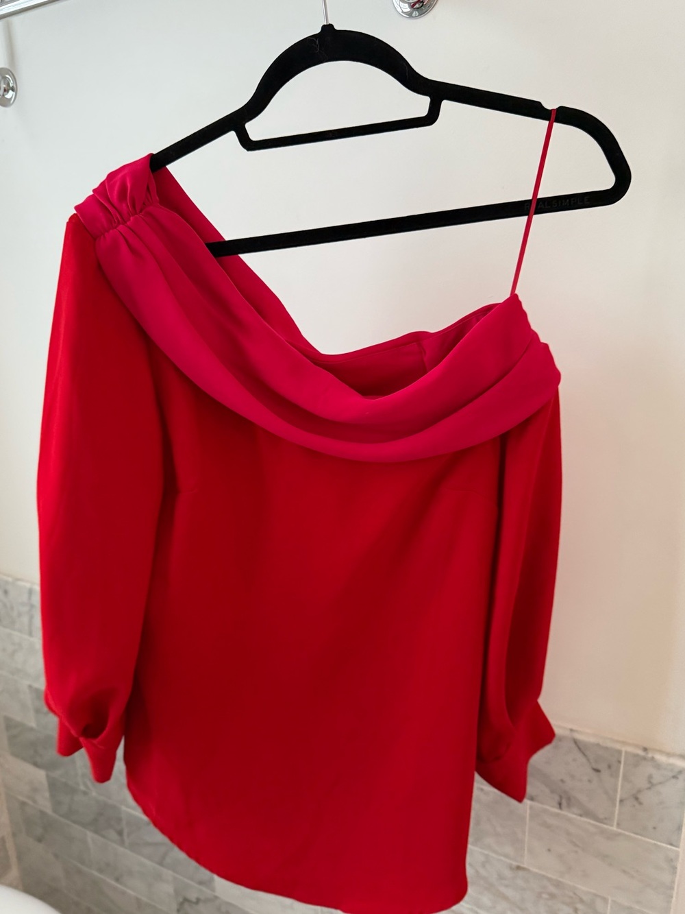 Tuckernuck Red and Pink One-Shoulder Draped Women's Top Size Small